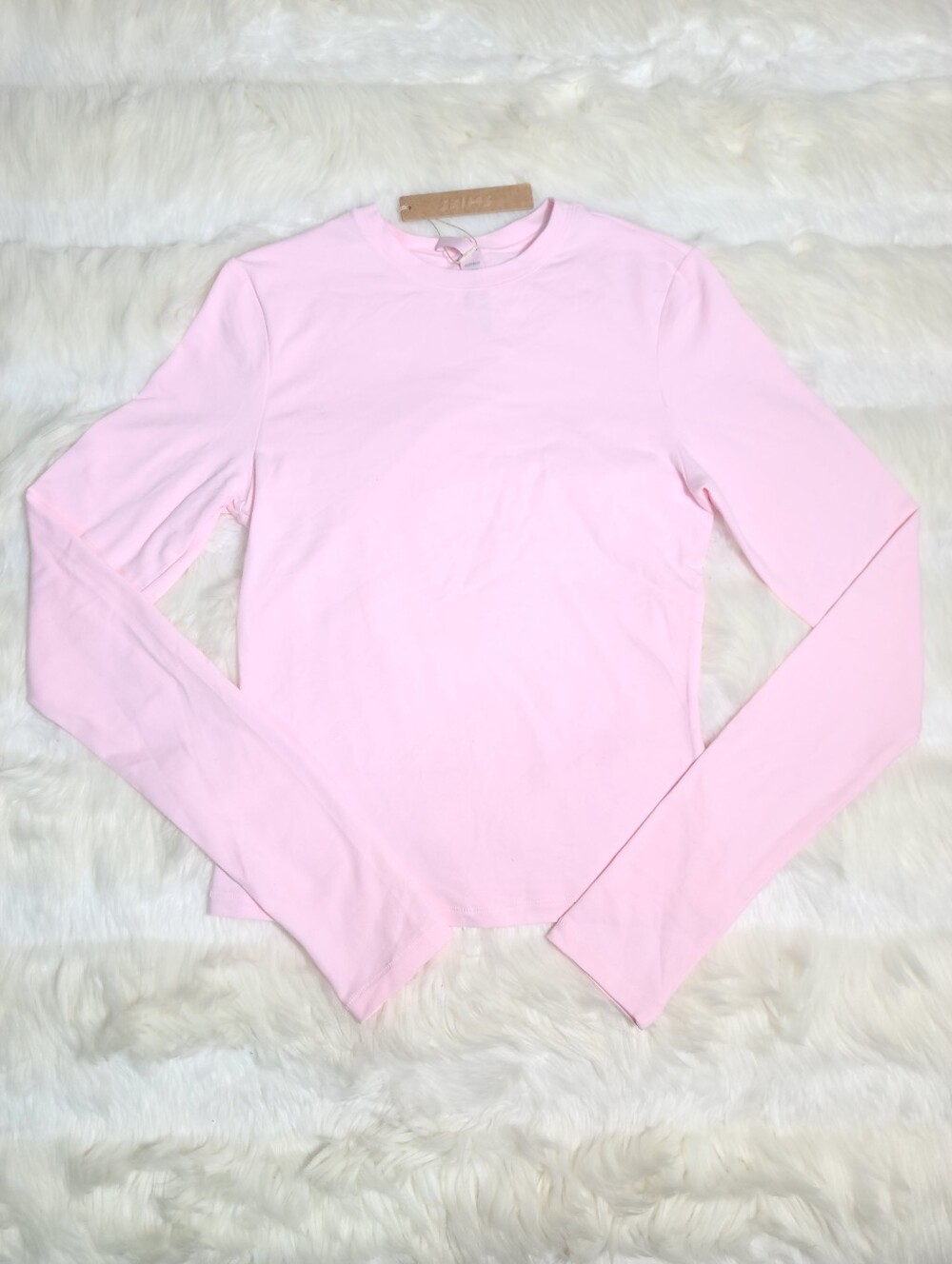 SKIMS Cotton Jersey Long Sleeve T-shirt Pink Cherry Blossom Women XS NEW